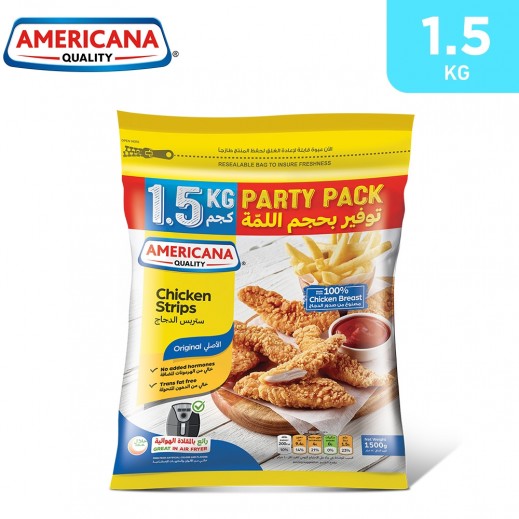 Americana Frozen Original Chicken Breast Strips Party Pack 1.5 kg - delivered by Taw9eel Fast
