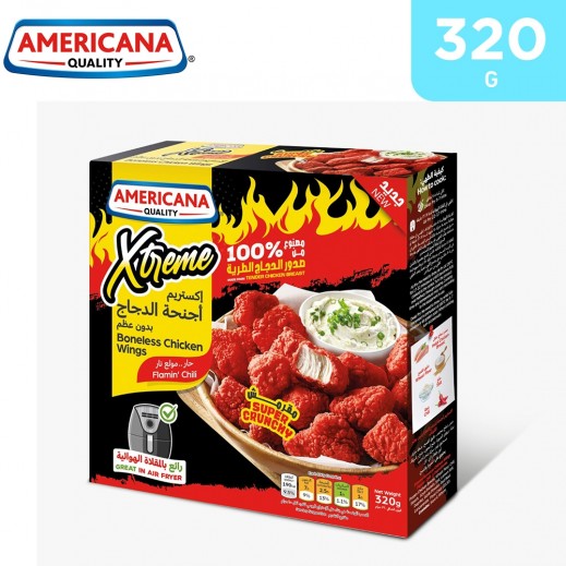 Americana Frozen Extreme Flamin'Chili Boneless Chicken Wing 320 g - delivered by Taw9eel Fast
