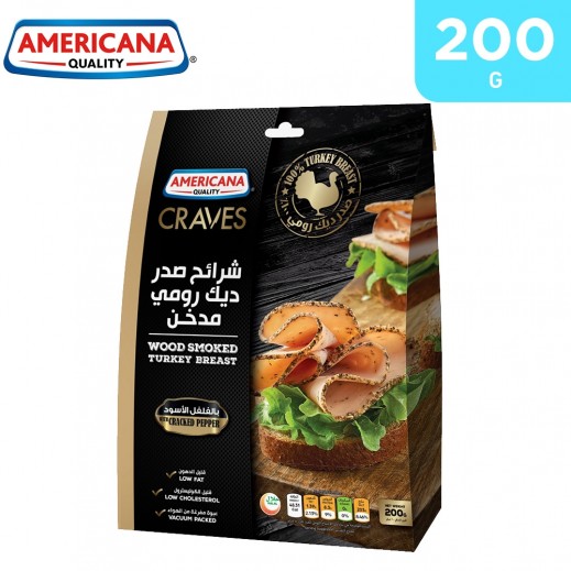 Americana Craves Cracked Pepper Wood Smoked Turkey Breast 200 g - delivered by Taw9eel Fast