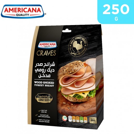 Americana Craves Wood Smoked Large Slices Turkey Breast 250 g - delivered by Taw9eel Fast