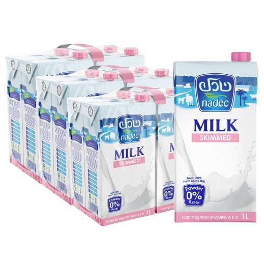 Nadec Long Life Skimmed Milk (12 x 1 L)