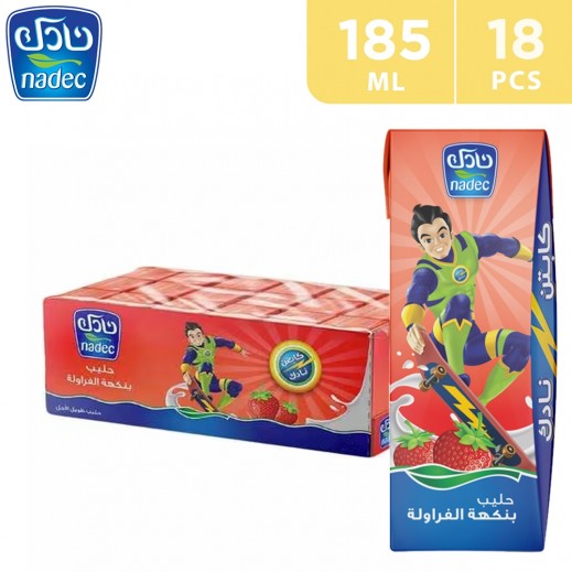 Nadec UHT Strawberry Milk 18 x 185 ml