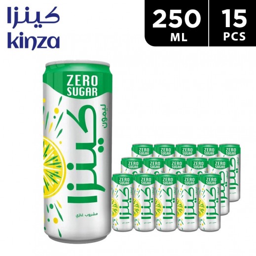 Kinza Zero Sugar Lemon Soft Drink Can 15 x 250 ml - delivered by Taw9eel Fast