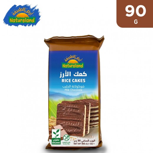 Natureland Milk Chocolate Rice Cakes 90 g - delivered by Taw9eel Fast