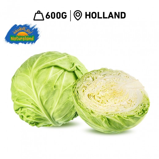 Buy Natureland Fresh Organic White Cabbage 600 g delivered by Taw9eel Fast توصيل