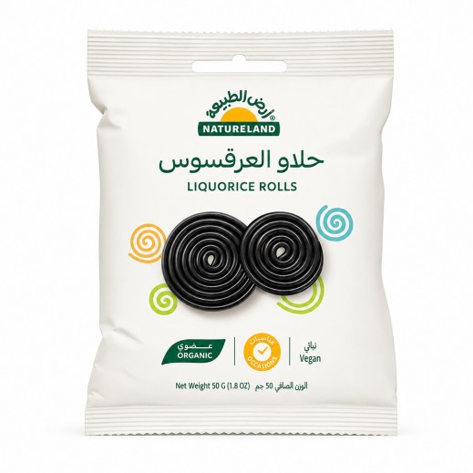 Natureland Organic Liquorice Rolls Candy 50g
