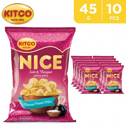 KITCO Nice Chips Salt Vinegar 45 g (10 Pieces)  - delivered by Taw9eel Fast