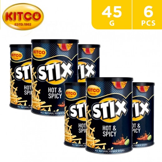 Kitco Stix Hot & Spicy Natural Potato Sticks 6 x 45 g - delivered by Taw9eel Fast