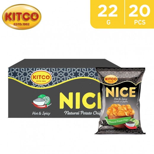 Kitco Nice Hot & Spicy Natural Potato Chips 20 x 22 g - delivered by Taw9eel Fast