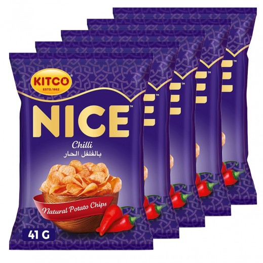 Kitco Nice Chilli Potato Chips 5 × 41g - delivered by Taw9eel Fast