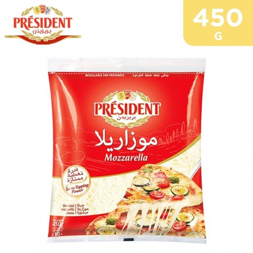 President Shredded Mozzarella Cheese 450 G  - delivered by Taw9eel Fast
