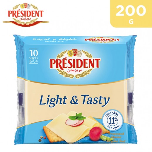 President 10 Slices Cheese Light 200 G  - delivered by Taw9eel Fast