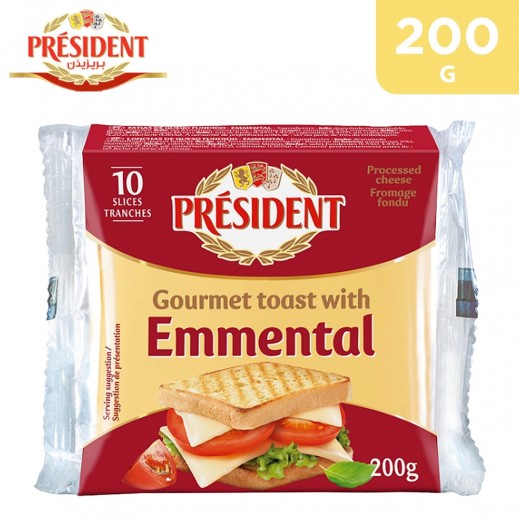 President 10 Slices Toast Emmental Cheese 200 G  - delivered by Taw9eel Fast