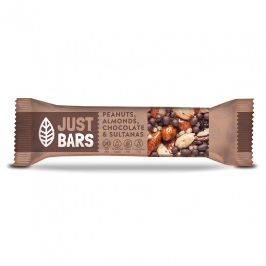 Just Bars Peanuts Almonds Chocolate & Sultanas Bar 40g - delivered by Taw9eel Fast