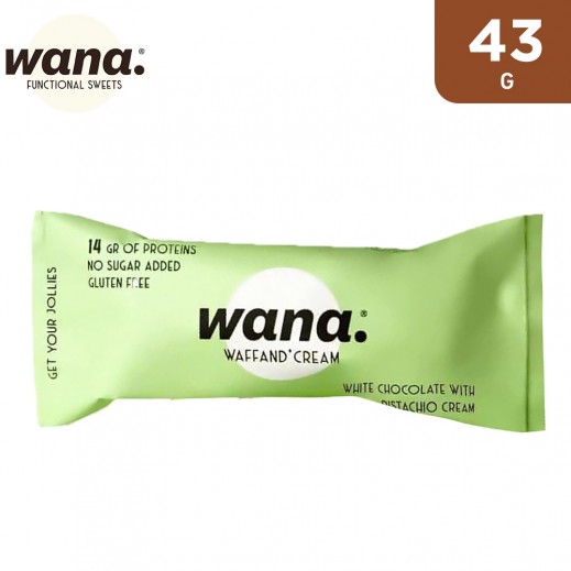 Wana Wafand Cream White Chocolate With Pistachio Cream Protein Wafer 43 g