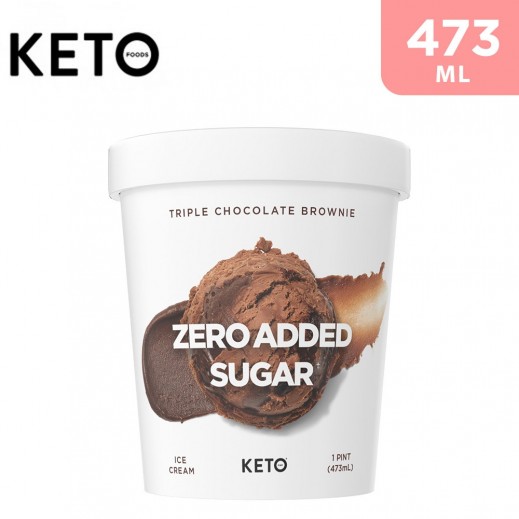 Keto No Added Sugar Triple Chocolate Brownie Ice Cream Pint 473 ml - delivered by Taw9eel Fast