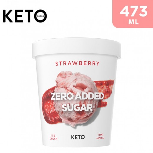 Keto No Added Sugar Strawberry Ice Cream Pint 473 ml - delivered by Taw9eel Fast