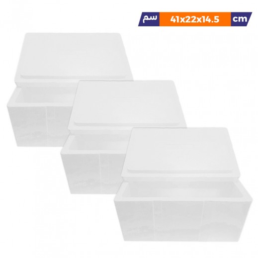 Kuwait Polymer Rectangle Styrofoam Ice Box 41 x 22 x 14.5 cm - 3Pcs