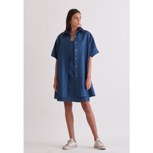 Denim Dress & Shirt Set - delivered by Thouqi within 2 working days