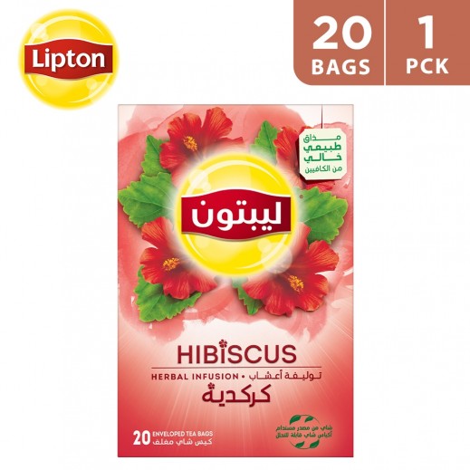 Lipton Herbal Infusion Tea Hibiscus 20 Tea Bags - delivered by Taw9eel Fast
