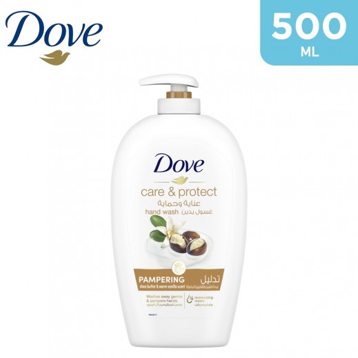 Dove Pampering Hand Wash Natural Caring Formula Shea Butter With ¼ Moisturising Cream 500 ml - delivered by Taw9eel Fast