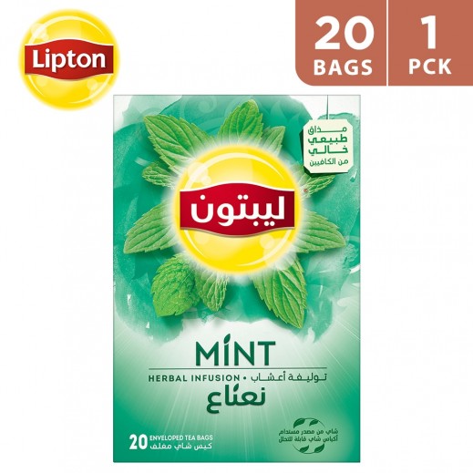 Lipton Herbal Infusion Tea Mint 20 Tea Bags - delivered by Taw9eel Fast