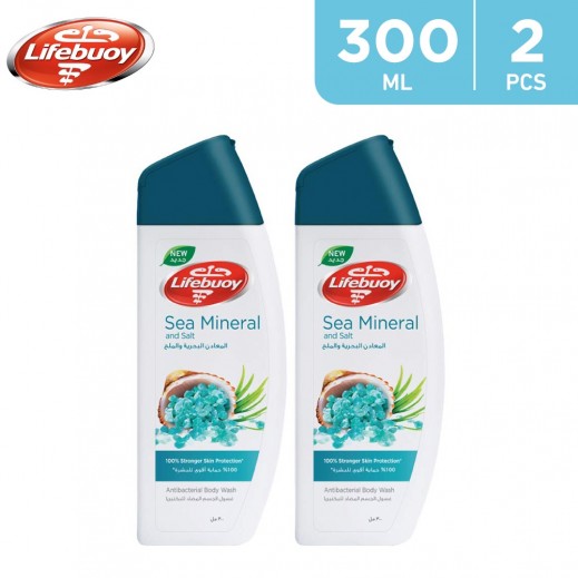 Lifebuoy Sea Mineral And Salt Antibacterial Shower Gel 2 x 300 ml - delivered by Taw9eel Fast