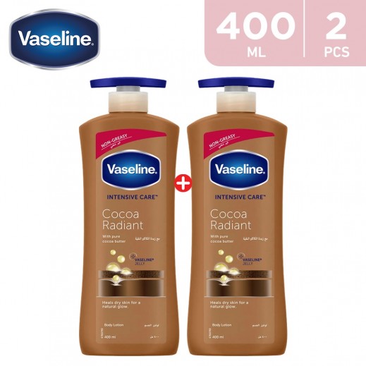 Vaseline Cocoa Radiant Body Lotion 2 × 400 ml - delivered by Taw9eel Fast