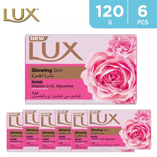Lux Glowing Skin Rose Soap 6 × 120 g - delivered by Taw9eel Fast