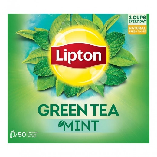 Lipton Mint Green Tea 50 Tea bags - delivered by Taw9eel Fast