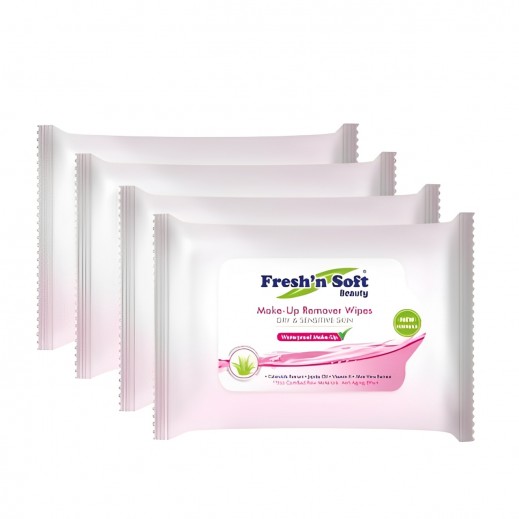 Fresh N Soft Makeup Remover Wipes for Dry and Sensitive Skin 25 Pcs ( 2 + 1 Free)