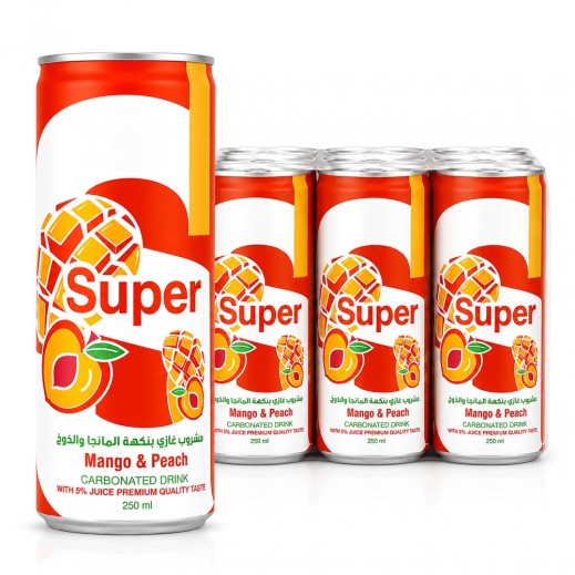 Super Mango & Peach Carbonated Drink 6 × 250ml