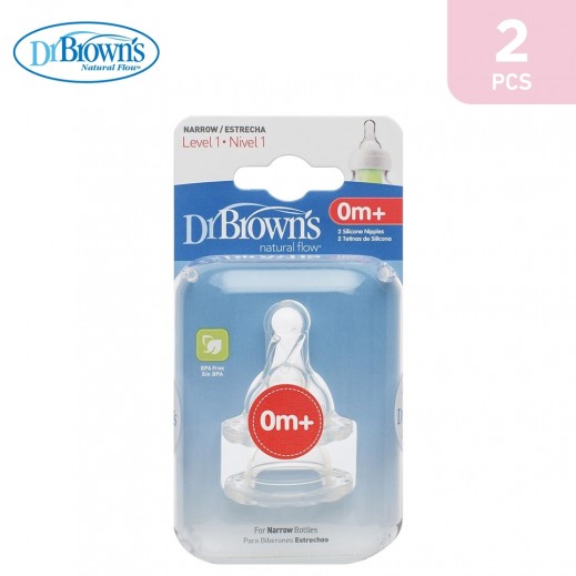 Dr. Brown's Level 1 Narrow Silicone Nipples 0+ Month 2 Pieces - delivered by Taw9eel Fast