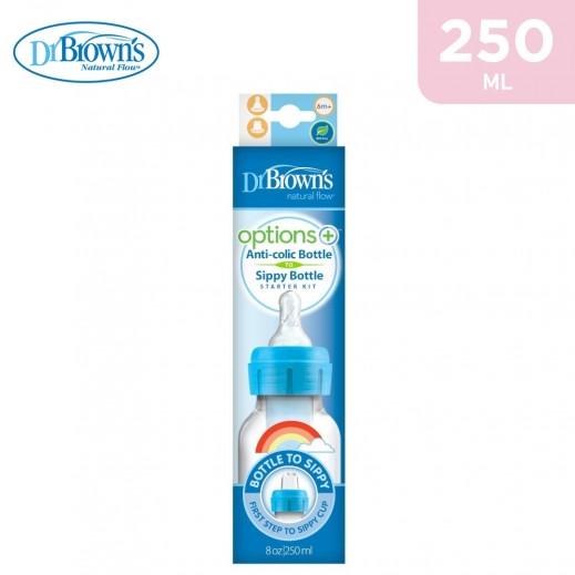 Dr.Brown's Narrow Options+ Bottle To Sippy Starter Kit 250 ml Blue Rainbows - delivered by Taw9eel Fast