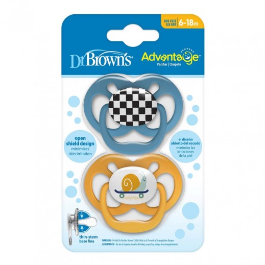 Dr. Brown's Advantage Stage 2 Pacifier 6-18 Months 2 Pcs - delivered by Taw9eel Fast