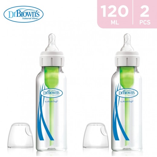 Dr.Brown's Options+ Glass Narrow Anti Colic Bottle 120 ml 2 Pieces - delivered by Taw9eel Fast