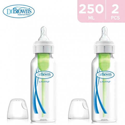 Dr.Brown's Options+ Glass Narrow Anti Colic Bottle 250 ml 2 Pieces - delivered by Taw9eel Fast