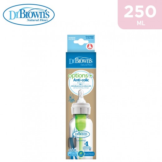 Dr.Brown's A Options+ Glass Narrow Baby Bottle 250 ml - delivered by Taw9eel Fast