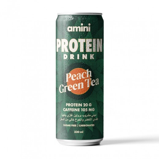 Amini Protein Drink Peach Green Tea Sugar Free 330 ml - delivered by Taw9eel Fast