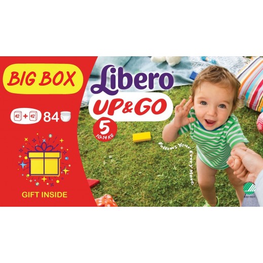 Libero Up & Go Big Box Pants Diapers Size 5 (10 - 14 kg) 84 Piece + Gift Inside - delivered by Taw9eel Fast