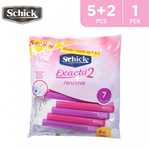 Schick Women Exacta 2 Sensitive Disposable Razor Pink & Purple 5 + 2 Free - delivered by Taw9eel Fast