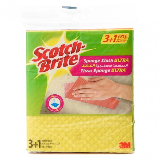 Scotch Brite Sponge Cloth Ultra Pack 3 + 1 Free