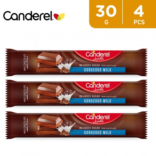 Canderel 0% Added Sugar Gorgeous Milk Chocolate Bar 4 x 30 g