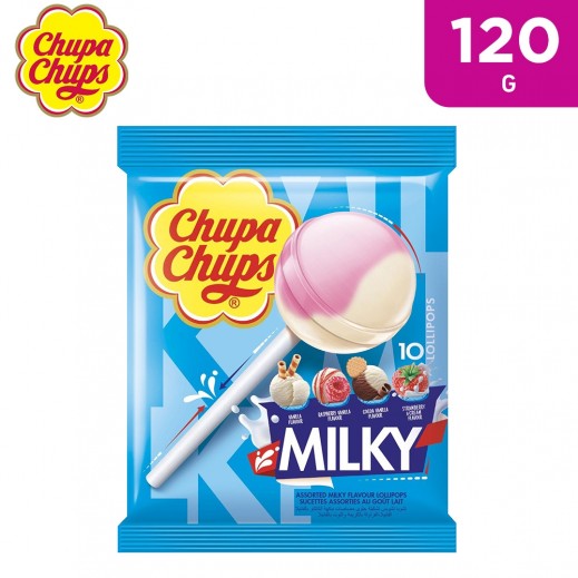 Chupa Chups Assorted Flavour Milky Lollipops 120 g - delivered by Taw9eel Fast