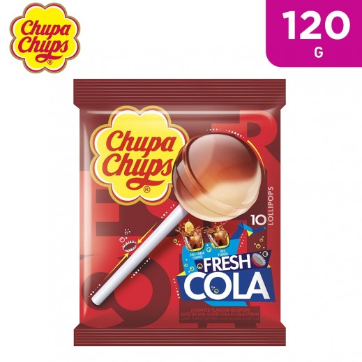 Chupa Chups Assorted Flavour Fresh Cola Lollipops 120 g - delivered by Taw9eel Fast