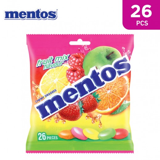Mentos Fruit Mix Flavour Chewy Dragees Candy 26 Pieces - delivered by Taw9eel Fast