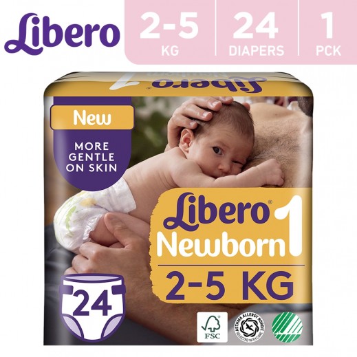 Libero Newborn Soft Diapers Stage 1 Diaper (2-5 kg) 24 Pieces - delivered by Taw9eel Fast
