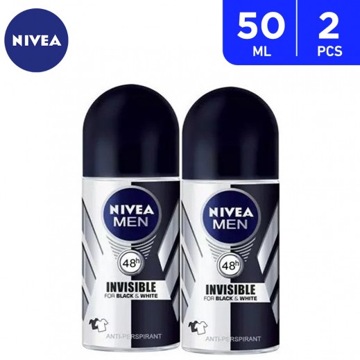 Nivea Men Invisible B&W Power Deodrant Roll on 2 x 50 ml