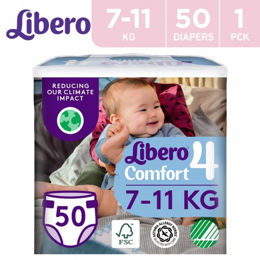 Libero Comfort Diapers Stage 4 (7-11 Kg) 50 Pieces - delivered by Taw9eel Fast
