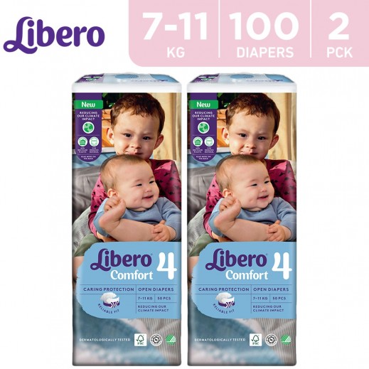 Libero Comfort Diapers Stage 4 (7-11 Kg) 2 X 50 Pieces - delivered by Taw9eel Fast